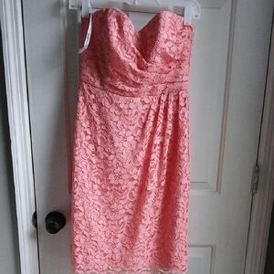 David's Bridal Orange Strapless Sheath Dress